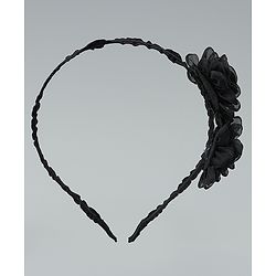 Babyhug Hair Bands With Floral Applique - Black