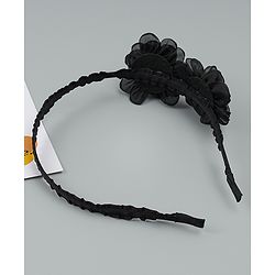Babyhug Hair Bands With Floral Applique - Black