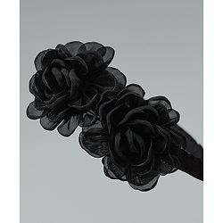 Babyhug Hair Bands With Floral Applique - Black
