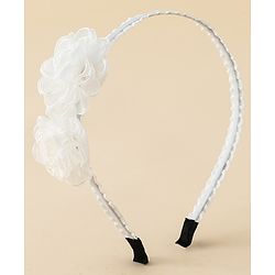 Babyhug Hair Bands With Floral Applique - Black