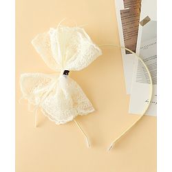 Babyhug Hair Band With Bow Applique - Beige