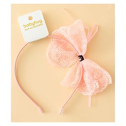 Babyhug Hair Band With Bow Applique - Beige