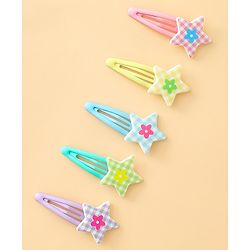 Babyhug Snap Clips With Star Applique Pack of 5 - Multicolor
