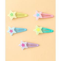 Babyhug Snap Clips With Star Applique Pack of 5 - Multicolor
