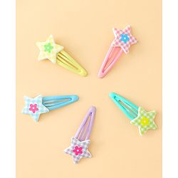 Babyhug Snap Clips With Star Applique Pack of 5 - Multicolor
