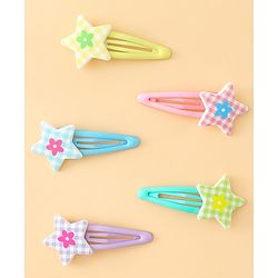 Babyhug Snap Clips With Star Applique Pack of 5 - Multicolor