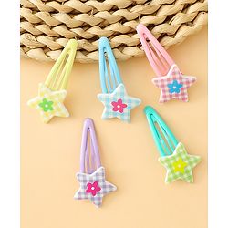 Babyhug Snap Clips With Star Applique Pack of 5 - Multicolor