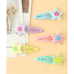 Babyhug Snap Clips With Star Applique Pack of 5 - Multicolor