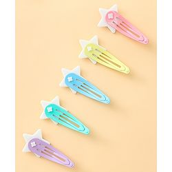 Babyhug Snap Clips With Star Applique Pack of 5 - Multicolor