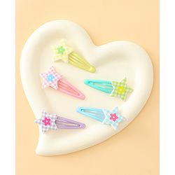 Babyhug Snap Clips With Star Applique Pack of 5 - Multicolor
