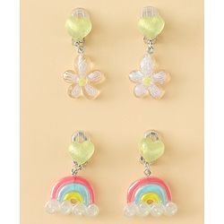 Babyhug Earrings with Floral & Rainbow Pack of 2 - Multicolor