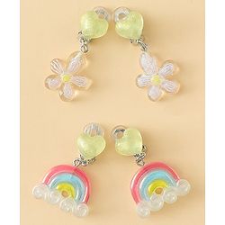 Babyhug Earrings with Floral & Rainbow Pack of 2 - Multicolor
