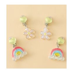 Babyhug Earrings with Floral & Rainbow Pack of 2 - Multicolor