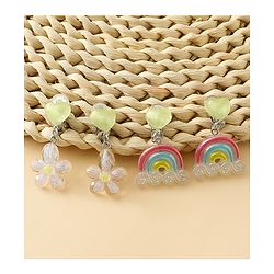 Babyhug Earrings with Floral & Rainbow Pack of 2 - Multicolor