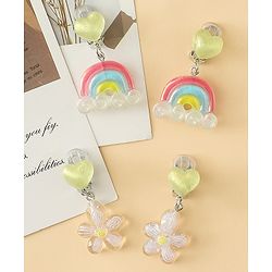 Babyhug Earrings with Floral & Rainbow Pack of 2 - Multicolor