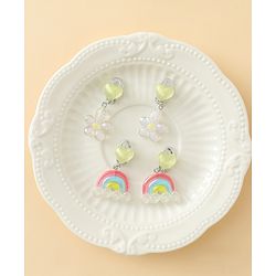 Babyhug Earrings with Floral & Rainbow Pack of 2 - Multicolor