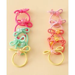 Babyhug Hair Rubber Bands with Bunny Applique Free Size Pack of 10 - Multicolor