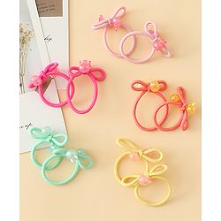 Babyhug Hair Rubber Bands with Bunny Applique Free Size Pack of 10 - Multicolor