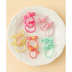 Babyhug Hair Rubber Bands with Bunny Applique Free Size Pack of 10 - Multicolor