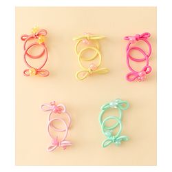 Babyhug Hair Rubber Bands with Bunny Applique Free Size Pack of 10 - Multicolor
