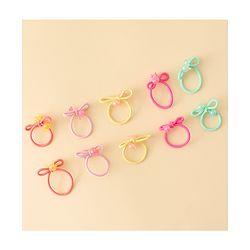 Babyhug Hair Rubber Bands with Bunny Applique Free Size Pack of 10 - Multicolor