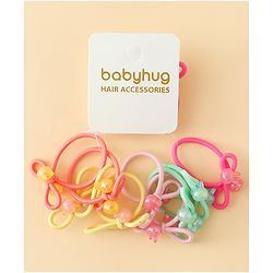Babyhug Hair Rubber Bands with Bunny Applique Free Size Pack of 10 - Multicolor