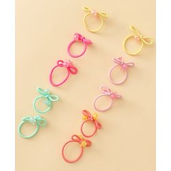 Babyhug Hair Rubber Bands with Bunny Applique Free Size Pack of 10 - Multicolor