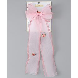 Babyhug Bow & Butterfly Clip with Floral Embroidery Free Size - Pink