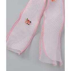 Babyhug Bow & Butterfly Clip with Floral Embroidery Free Size - Pink