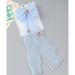 Babyhug Bow & Butterfly Clip with Floral Embroidery Free Size - Pink