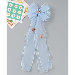 Babyhug Bow & Butterfly Clip with Floral Embroidery Free Size - Pink
