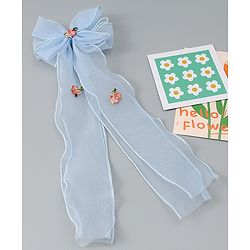 Babyhug Bow & Butterfly Clip with Floral Embroidery Free Size - Pink