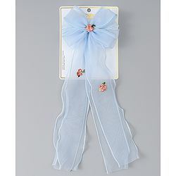 Babyhug Bow & Butterfly Clip with Floral Embroidery Free Size - Pink