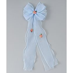 Babyhug Bow & Butterfly Clip with Floral Embroidery Free Size - Pink