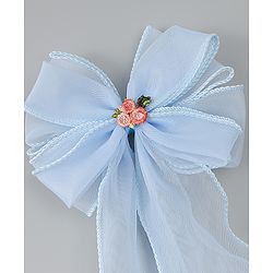 Babyhug Bow & Butterfly Clip with Floral Embroidery Free Size - Pink