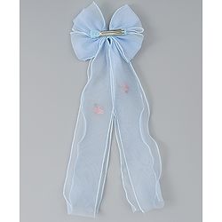 Babyhug Bow & Butterfly Clip with Floral Embroidery Free Size - Pink
