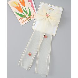 Babyhug Bow & Butterfly Clip with Floral Embroidery Free Size - Pink