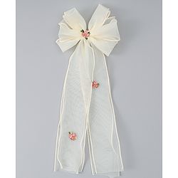 Babyhug Bow & Butterfly Clip with Floral Embroidery Free Size - Pink