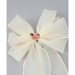 Babyhug Bow & Butterfly Clip with Floral Embroidery Free Size - Pink
