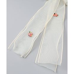 Babyhug Bow & Butterfly Clip with Floral Embroidery Free Size - Pink