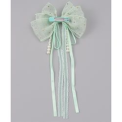 Babyhug Free Size Bow & Butterfly Clips - Green
