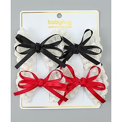 Babyhug Free Size Bow & Butterfly Clips Pack of 2 - Red