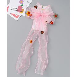 Babyhug Free Size Bow Clip with Floral Applique -  Beige