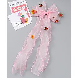 Babyhug Free Size Bow Clip with Floral Applique -  Beige