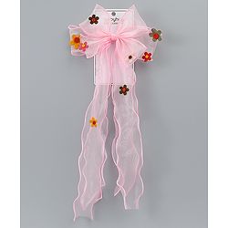 Babyhug Free Size Bow Clip with Floral Applique -  Beige