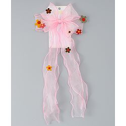 Babyhug Free Size Bow Clip with Floral Applique -  Beige