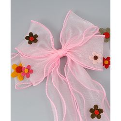 Babyhug Free Size Bow Clip with Floral Applique -  Beige