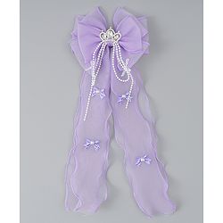 Babyhug Free Size Bow Clip with Crown Applique -  Purple