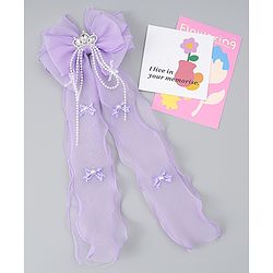 Babyhug Free Size Bow Clip with Crown Applique -  Purple