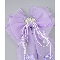 Babyhug Free Size Bow Clip with Crown Applique -  Purple